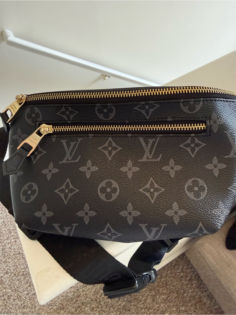 Black Monogram Crossbody/ Bum Bag